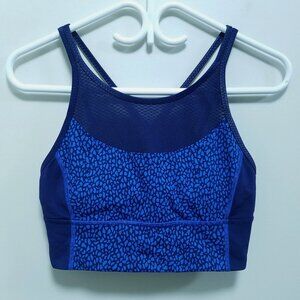 Lululemon Hero Sports Bra 8 Medium Woman's Blue Clip-In Long Mosaic Miss Line